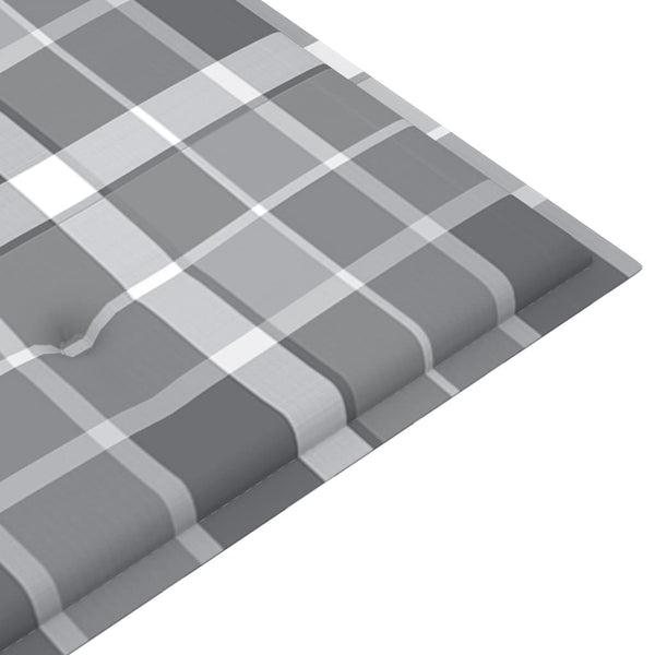 vidaXL Garden Bench Grey Plaid Cushion 112 cm Solid Teak Wood