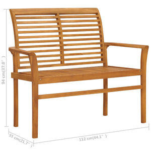 vidaXL Garden Bench with Anthracite Cushion 112 cm Solid Teak Wood