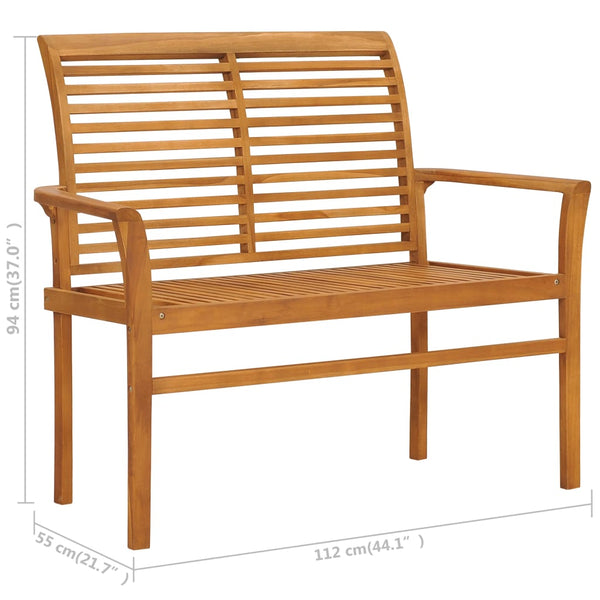 vidaXL Garden Bench with Anthracite Cushion 112 cm Solid Teak Wood