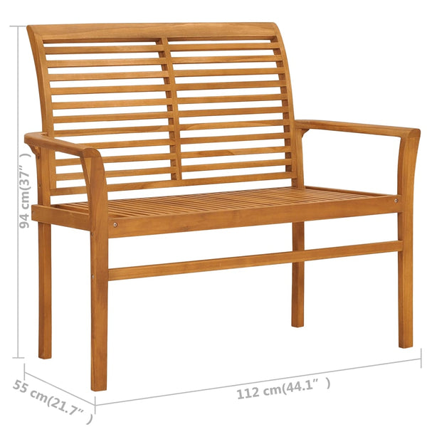 vidaXL Garden Bench with Light Blue Cushion 112 cm Solid Teak Wood