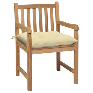 Gartenstühle 2 Stk. mit Cremeweißen Kissen Massivholz Teak