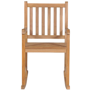 Schaukelstuhl mit Cremeweißem Kissen Massivholz Teak