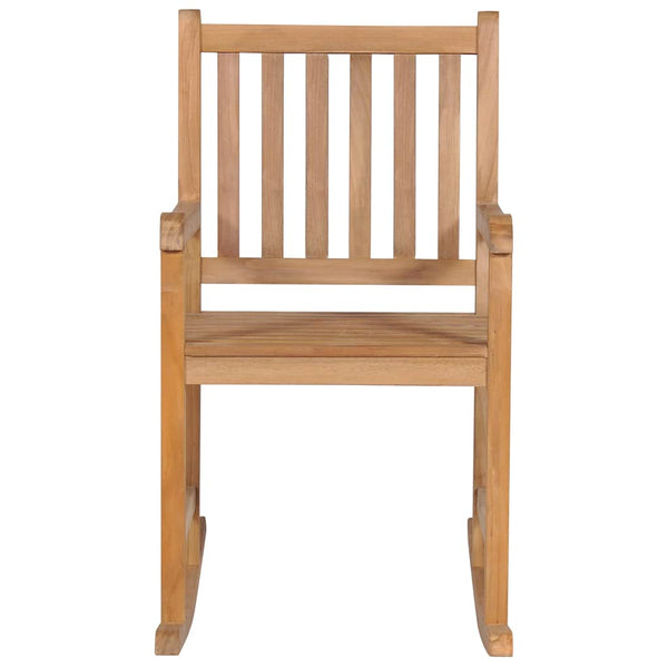 vidaXL Rocking Chair with Black Cushion Solid Teak Wood