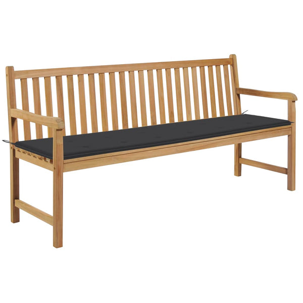 vidaXL Garden Bench with Anthracite Cushion 175 cm Solid Teak Wood