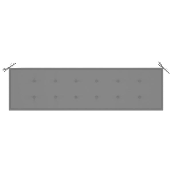 vidaXL Garden Bench with Grey Cushion 175 cm Solid Teak Wood