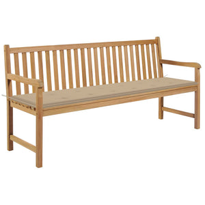 vidaXL Garden Bench with Beige Cushion 175 cm Solid Teak Wood