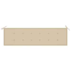 vidaXL Garden Bench with Beige Cushion 175 cm Solid Teak Wood