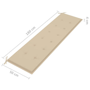 vidaXL Garden Bench with Beige Cushion 175 cm Solid Teak Wood