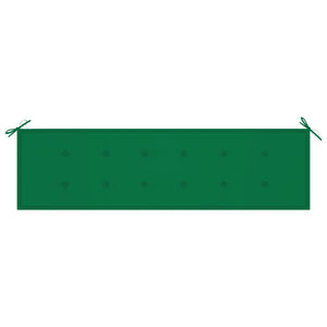 vidaXL Garden Bench with Green Cushion 175 cm Solid Teak Wood