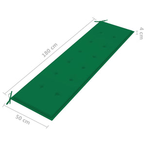 vidaXL Garden Bench with Green Cushion 175 cm Solid Teak Wood