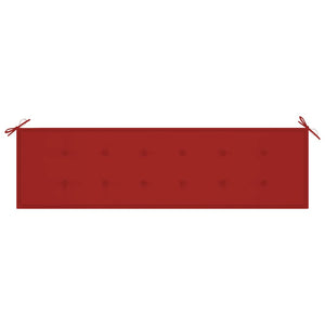 vidaXL Garden Bench with Red Cushion 175 cm Solid Teak Wood