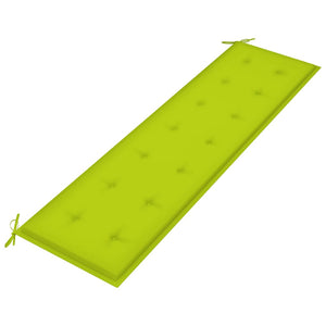 vidaXL Garden Bench with Light Green Cushion 175 cm Solid Teak Wood