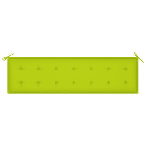 vidaXL Garden Bench with Light Green Cushion 175 cm Solid Teak Wood