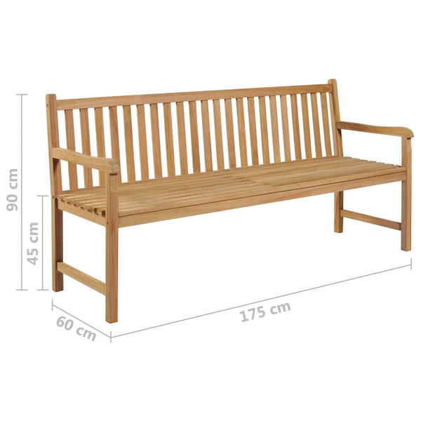 vidaXL Garden Bench with Light Green Cushion 175 cm Solid Teak Wood