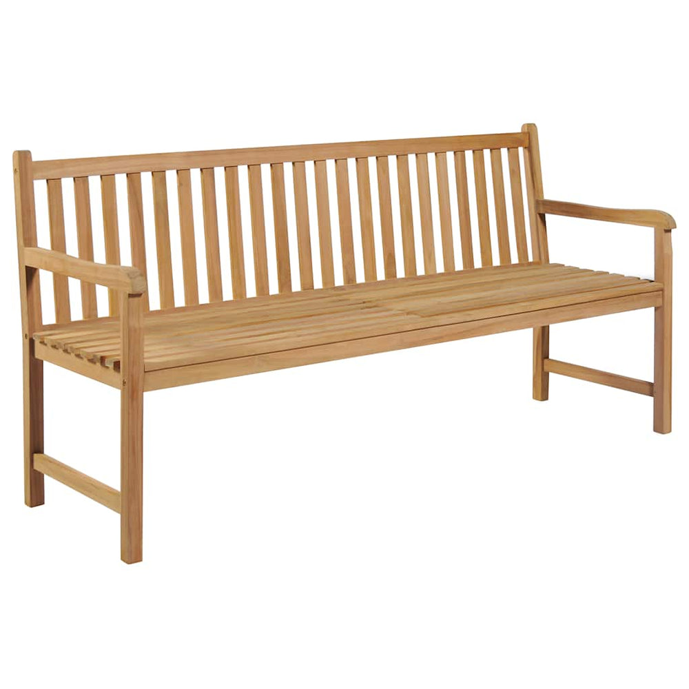 vidaXL Garden Bench Gray Plaid Cushion 175 cm Solid Teak Wood