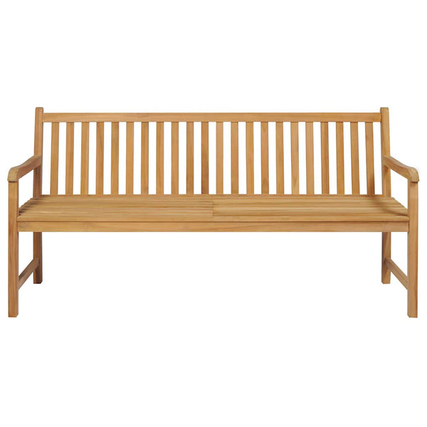 vidaXL Garden Bench Gray Plaid Cushion 175 cm Solid Teak Wood