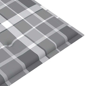 vidaXL Garden Bench Gray Plaid Cushion 175 cm Solid Teak Wood