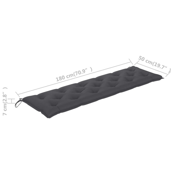 vidaXL Garden Bench with Anthracite Cushion 175 cm Solid Teak Wood