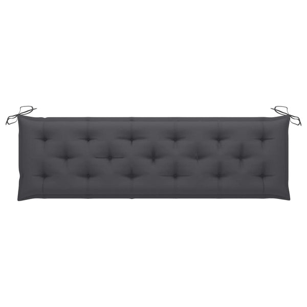 vidaXL Garden Bench with Anthracite Cushion 175 cm Solid Teak Wood