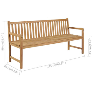 vidaXL Garden Bench with Anthracite Cushion 175 cm Solid Teak Wood