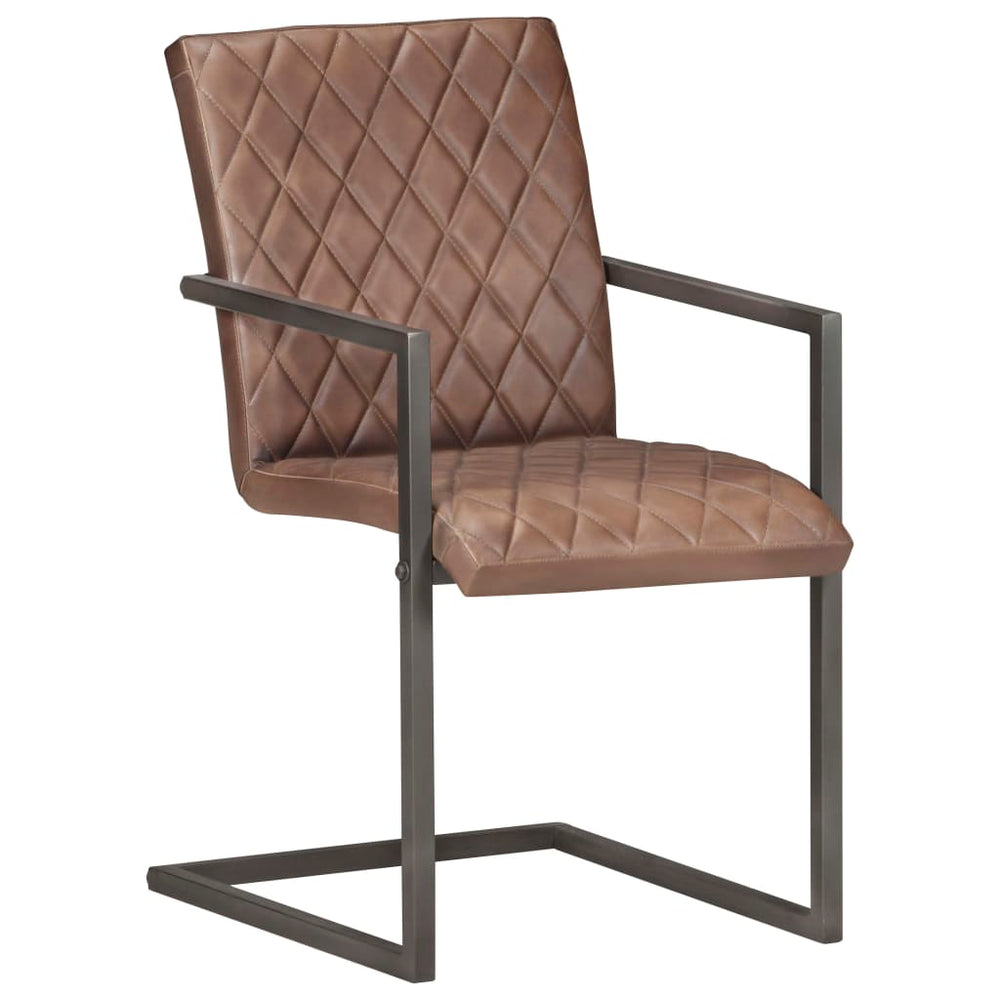 vidaXL Cantilever Chairs 4 pcs. Brown Genuine Leather