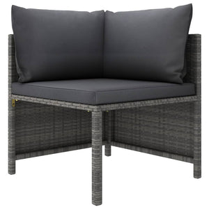 vidaXL 3-Piece Garden Lounge Set with Cushions Poly Rattan Grey