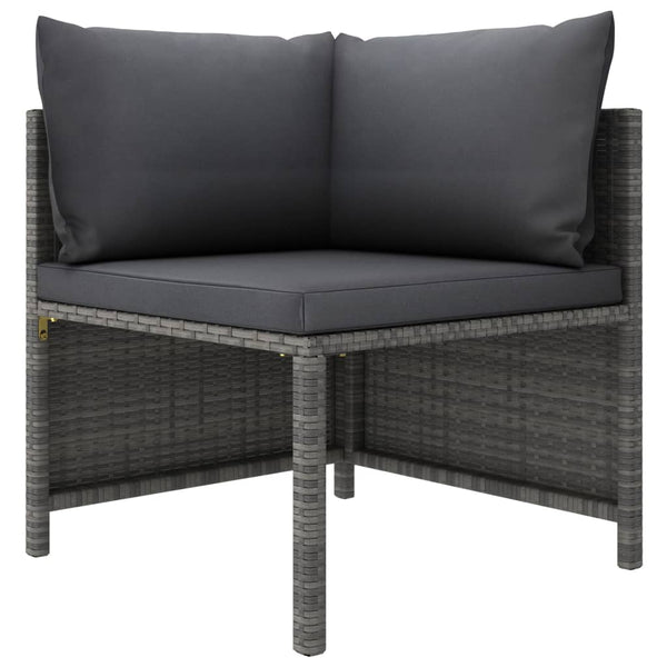 vidaXL 3-Piece Garden Lounge Set with Cushions Poly Rattan Grey
