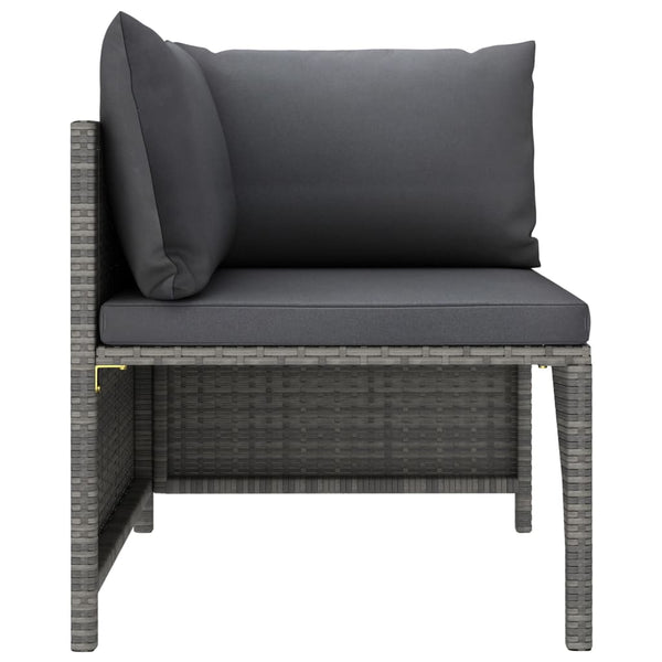 vidaXL 3-Piece Garden Lounge Set with Cushions Poly Rattan Grey