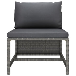 vidaXL 3-Piece Garden Lounge Set with Cushions Poly Rattan Grey