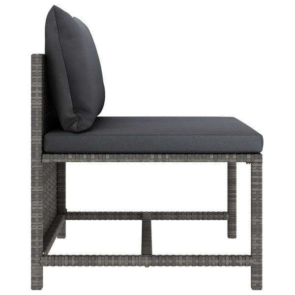 vidaXL 3-Piece Garden Lounge Set with Cushions Poly Rattan Grey