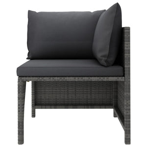 vidaXL 3-Piece Garden Lounge Set with Cushions Poly Rattan Grey