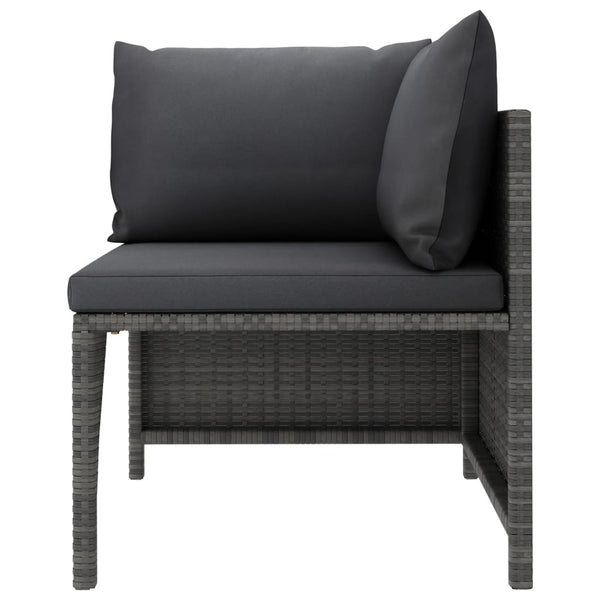 vidaXL 3-Piece Garden Lounge Set with Cushions Poly Rattan Grey