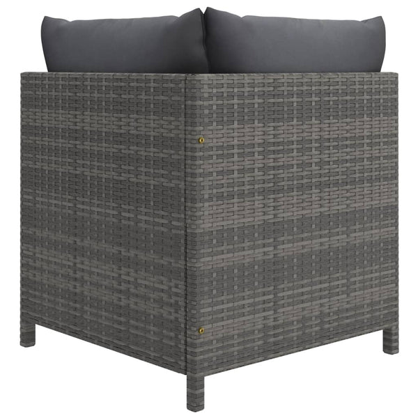 vidaXL 3-Piece Garden Lounge Set with Cushions Poly Rattan Grey