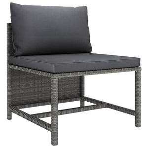 vidaXL 3-Piece Garden Lounge Set with Cushions Poly Rattan Grey