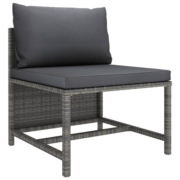 vidaXL 3-Piece Garden Lounge Set with Cushions Poly Rattan Grey