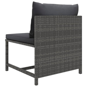 vidaXL 3-Piece Garden Lounge Set with Cushions Poly Rattan Grey
