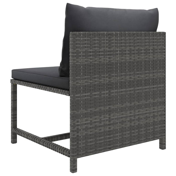 vidaXL 3-Piece Garden Lounge Set with Cushions Poly Rattan Grey