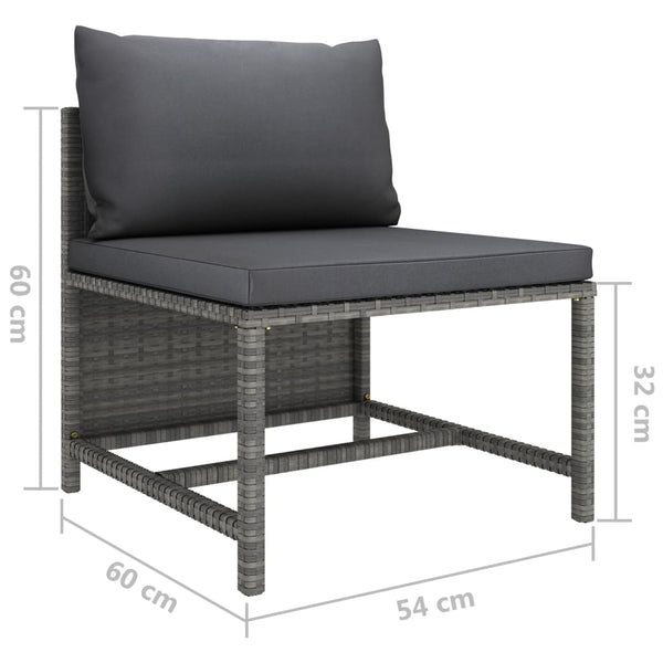 vidaXL 3-Piece Garden Lounge Set with Cushions Poly Rattan Grey