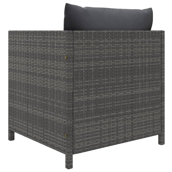 vidaXL 5-piece Garden Lounge Set with Cushions Poly Rattan Grey