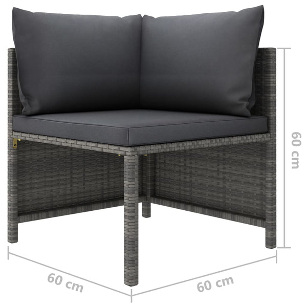 vidaXL 5-piece Garden Lounge Set with Cushions Poly Rattan Grey