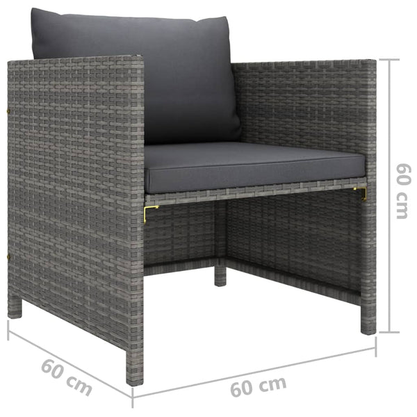 vidaXL 5-piece Garden Lounge Set with Cushions Poly Rattan Grey