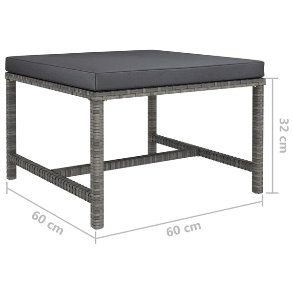 vidaXL 10-piece Garden Lounge Set with Cushions Poly Rattan Grey