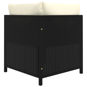 vidaXL 3-Piece Garden Lounge Set with Cushions Poly Rattan Black