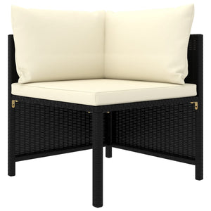 vidaXL 5-piece Garden Lounge Set with Cushions Poly Rattan Black