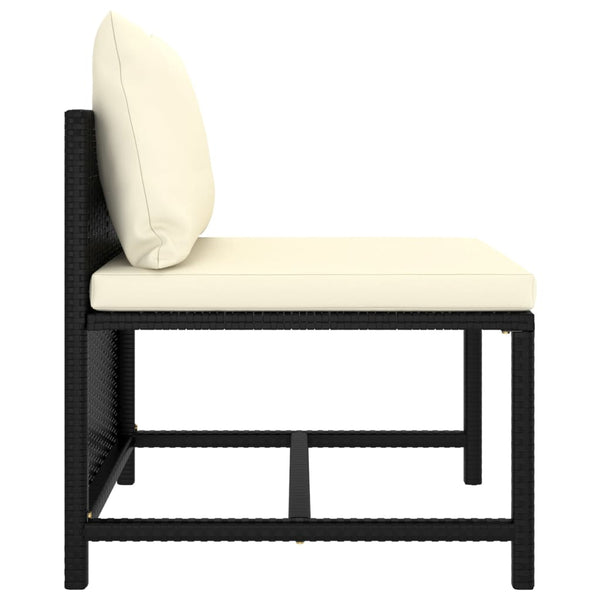 vidaXL 5-piece Garden Lounge Set with Cushions Poly Rattan Black