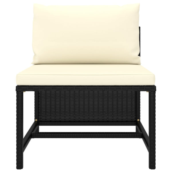 vidaXL 5-piece Garden Lounge Set with Cushions Poly Rattan Black