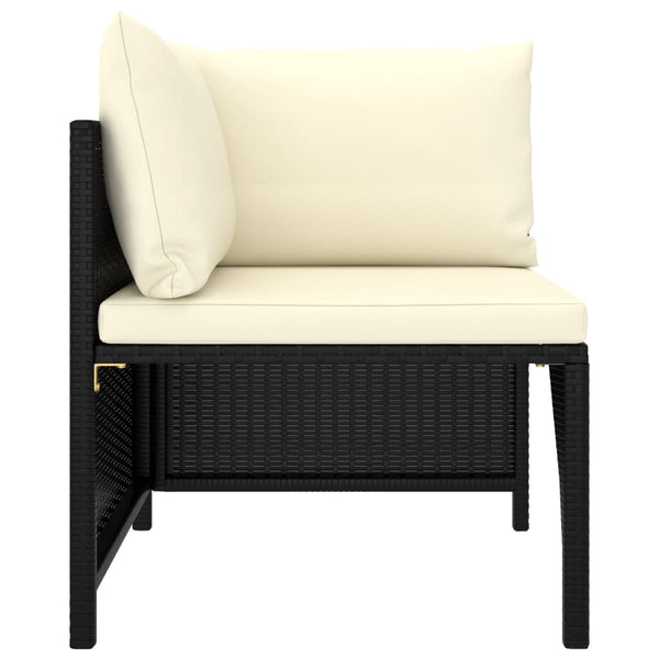 vidaXL 5-piece Garden Lounge Set with Cushions Poly Rattan Black
