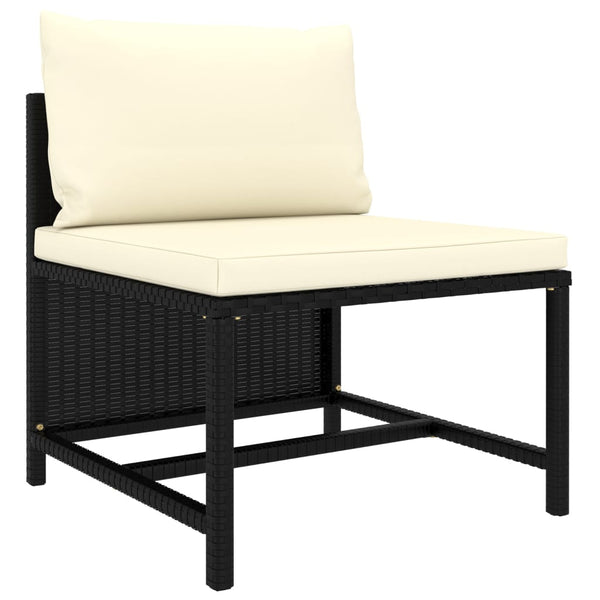 vidaXL 5-piece Garden Lounge Set with Cushions Poly Rattan Black