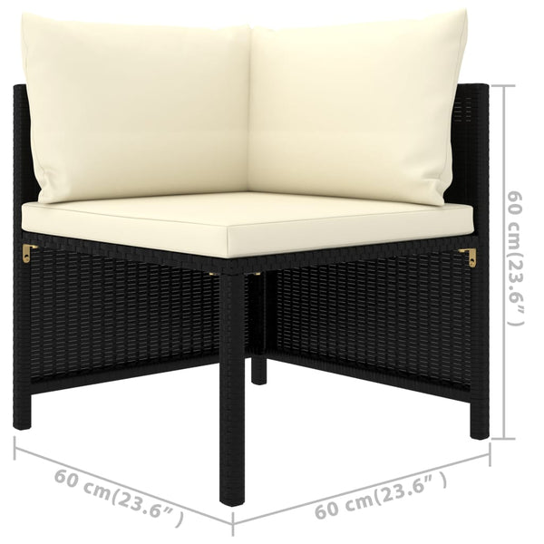 vidaXL 5-piece Garden Lounge Set with Cushions Poly Rattan Black