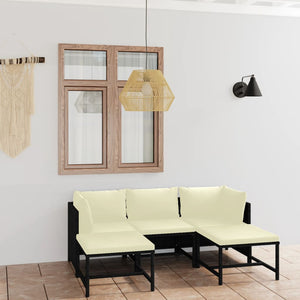 vidaXL 5-piece Garden Lounge Set with Cushions Poly Rattan Black